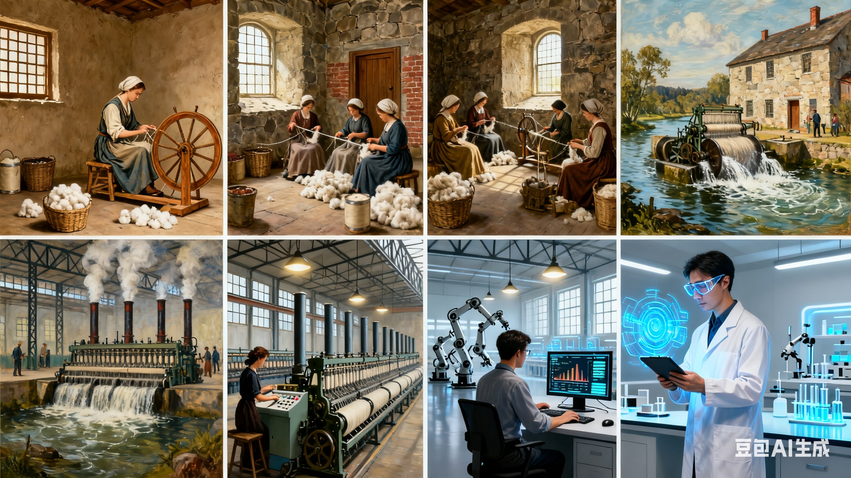 تطور الغزل: من أطراف الأصابع إلى المصانع الذكية